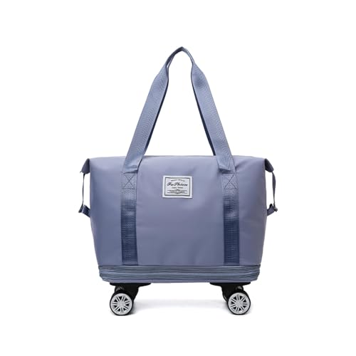 Reisetasche Mit Rollen Groß Erweiterbare, Abnehmbare RäDer, Kleine Reisetasche Wasserdicht, VerschleißFest, Weekend Travel Bag Geeignet FüR Sportliche AktivitäTen,Blue von ZJHESXV