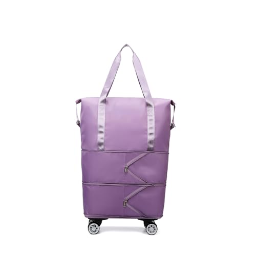 Wochenendtasche Damen Erweiterbare, Abnehmbare RäDer, Weekender Damen Groß Wasserdicht, VerschleißFest, Weekend Travel Bag Geeignet FüR Sportliche AktivitäTen,Purple von ZJHESXV