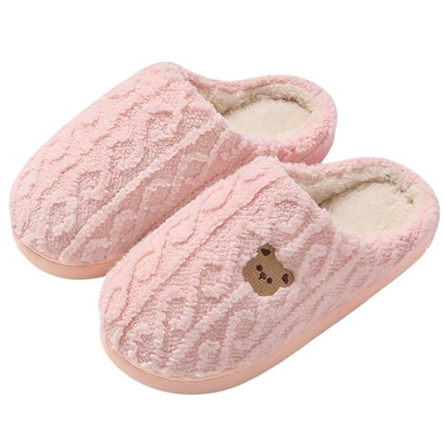 ZJMSZDE Hausschuhe Aus Baumwolle Baumwollschuhe Für Frauen Im Herbst Und Winter Im Innenhause Nicht-Rutsch-Haus-Paar Pantoffeln Für Männer Winter Warm Warm- Pink- 40-41 [Suitable for 39-40] von ZJMSZDE