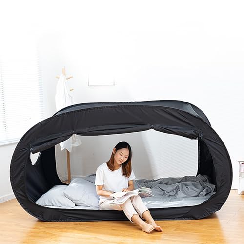 Bettzelt, Zeltbett mit Verdunkelungsdesign, Faltbares Himmelbett für und Erwachsene (Black) von ZJchao