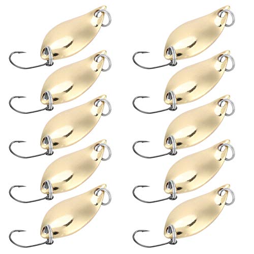 Fischereilöffel Köder, 10pcs Los Fischerei Köder Wobbler Köder Löffel Stil Künstliche Metallköder Haken Fischerei Köder Fischerlöffel Köder (Golden 2,5 g) von ZJchao