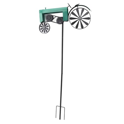 ZJchao Vintage Metall Traktor Wind Spinner Lebendige Bauernhof Dekoration Eisenräder 26,8 Zoll Pfahl Garten (Green) von ZJchao