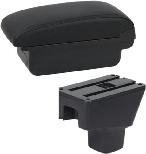 ZKSXSM Auto Armlehne Box Kompatibel Für S/UZUKI SX4 Zweischichtige Armlehne PU-Leder Mittelkonsole Aufbewahrungsbox,A1 Black Line No Usb1 von ZKSXSM
