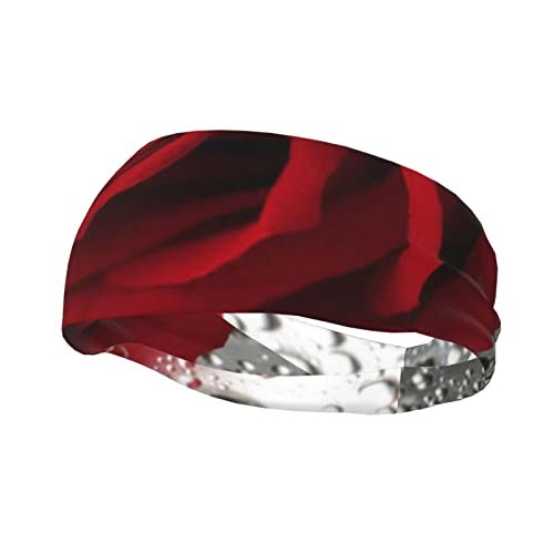 Rotes Rosen-Blumendruck, dekoratives Schweißband, atmungsaktiv, schweißableitendes Stirnband für Männer und Frauen von ZKZBDPLK
