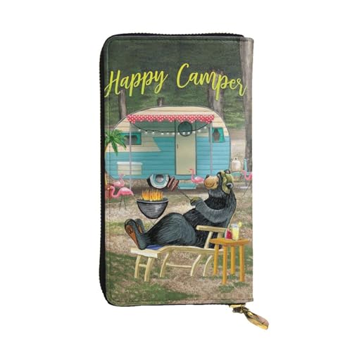 ZKZBDPLK Happy Camper Print Außergewöhnliches Leder Lange Geldbörse – Premium-Qualität Clutch mit Volldruck-Design – Ein herrliches Statement von Klasse und Haltbarkeit, Happy Camper, Einheitsgröße von ZKZBDPLK