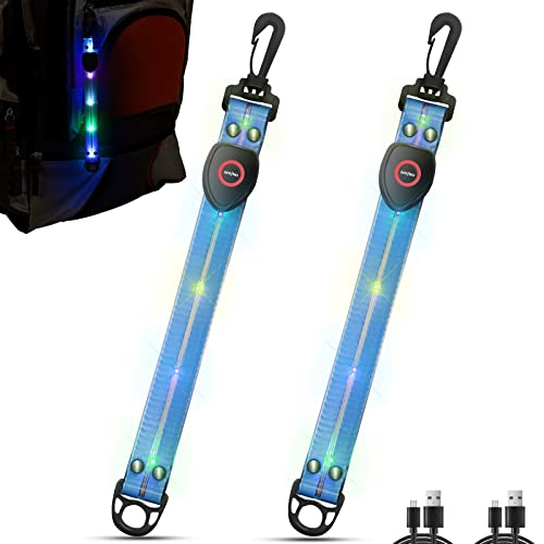 ZLCBBD Reflektoren Kinder Schulranzen - USB LED Blinklicht Reflektor Anhänger Sicherheitslicht für Schultasche Rucksack Wandern Sport Laufen Joggen 2 Stück Blau von ZLCBBD