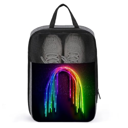 Reise-Schuhbeutel, Regenbogen-Neon-Druck, wasserfest, tragbarer Organizer, Schuhbeutel, mit stabilem Reißverschluss, Kreuzfahrtschiff-Essentials, Regenbogen-Neon, Einheitsgröße, Reise-Schuhbeutel, von ZLFDSKGY