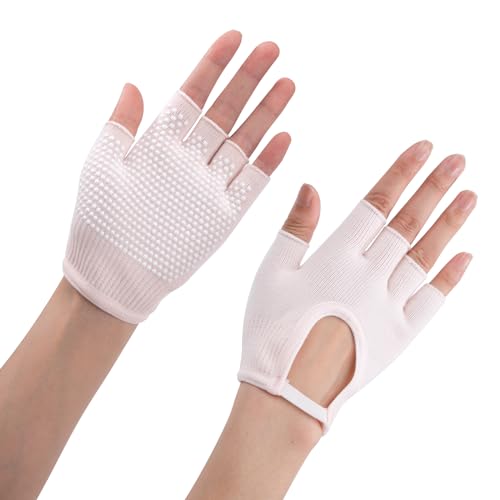 ZLLkeji Yoga Handschuhe rutschfest Atmungsaktiv Pilates Handschuhe Bequem Schweißabsorption Gym Handschuhe Damen mit Weißem Silikon Dots Fingerlose Handschuhe Geschenk Rosa ZLLkeji Yoga Handschuhe rutschfest Atmungsaktiv Pilates Handschuhe Bequem Schweißabsorption Gym Handschuhe Damen mit Weißem Silikon Dots Fingerlose Handschuhe Geschenk Rosa von ZLLkeji