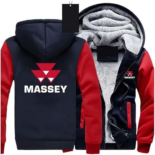 ZLQWHS Hoodie Jacke Für Herren Massey-Ferguson Drucken Dicke Warm Kapuzenjacke Herbst/Winter Langarm Kapuzenpullover Sweatjacke Mit Reißverschluss,L, Red von ZLQWHS