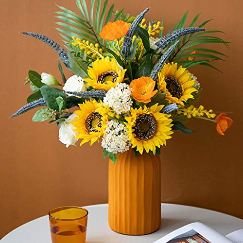 Künstliche Blume im Topf, künstliche Blume, Sonnenblumen-Simulationsstrauß, künstliche Blume für Wohnzimmer, Boden, Blumen-Set, mit Blumenstrauß, Dekoration, künstliche Pflanze, Blumenarrangement von ZLSPON