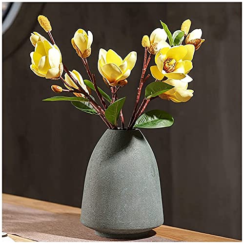 ZLSPON Künstliche Blume, Magnolie, künstliche Blume mit Keramikvase, gefälschtes Blumen-Set für Wohnzimmer, Schlafzimmer, Veranda, Kunststoff-Blumendekoration, Heimdekoration Bright Day von ZLSPON