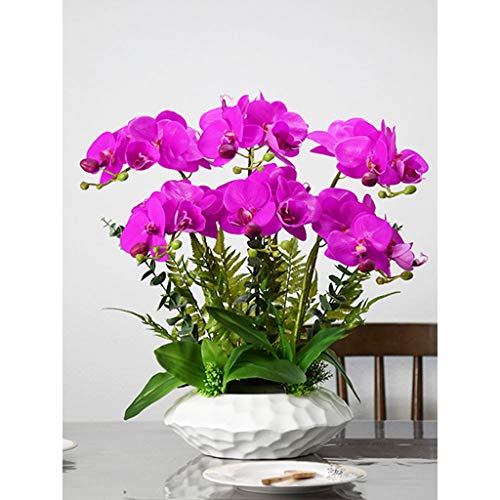 ZLSPON Künstliche Blume, künstliche Phalaenopsis-Orchidee, Bonsai-Kunstblumen mit weißer Vase, Blumenarrangement, künstliche Orchideen, Blumendekoration, Höhe 55 cm, Zuhause Bright Day von ZLSPON