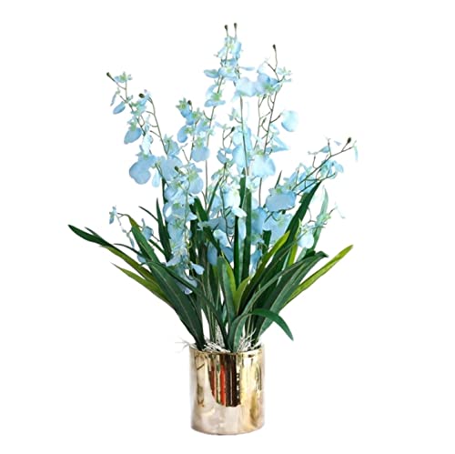 ZLSPON Künstliche Blumen, wunderschöne künstliche Seidenblume, tanzende Orchidee mit Keramikvase für Zuhause, dekorative, realistische Blume Bright Day von ZLSPON