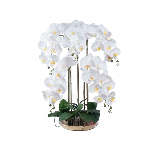 ZLSPON Künstliche Blumen mit Vasen, realistische weiße Orchideen, PU-Phalaenopsis-Arrangement, Tischdekoration für Hochzeit, Party Bright Day von ZLSPON