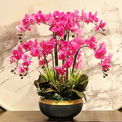 ZLSPON Künstliche Orchideen, groß, künstliche Orchideen, Blumentopf, künstliche Phalaenopsis-Blumen für Zuhause, Hochzeit, Party, künstliche Blumen, Dekoration, natürliches L Bright Day von ZLSPON