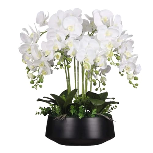 ZLSPON Künstliche Orchideen, künstliche Seide, mit Keramiktopf, künstliche Phalaenopsis-Blumen, 65 cm, künstliche Orchidee, künstliche Blumen Bright Day von ZLSPON