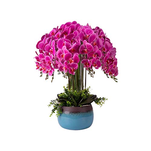 ZLSPON Künstliches Blumen-Set, lila Orchidee, künstliche Blumen mit Vase, künstliche Phalaenopsis-Blume aus PU in Einer Vase im Topf Bright Day von ZLSPON