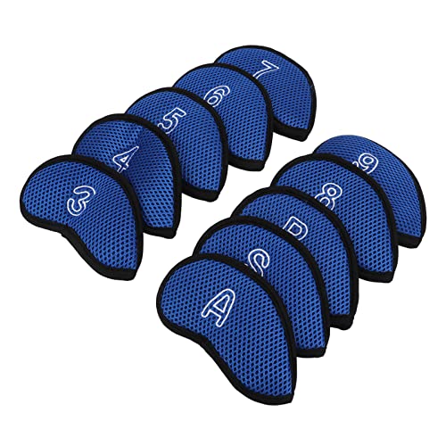 10 Golfschlägerhüllen, Golfschlägerkopfhüllen aus Mesh-Material, atmungsaktive Golfschlägerkopfhüllen, weiche Golfschlägerkopfhüllen, passend für die meisten Golfschlägermarken (Azul real) von ZLXHDL