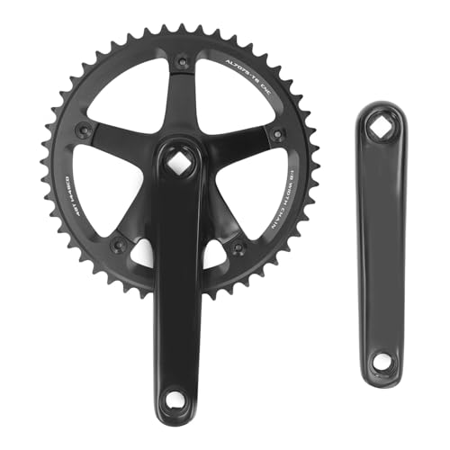 MTB-Kurbelgarnitur, Aluminiumlegierung, 48 Zähne, Schwarze Vierkant-Fahrradkurbelgarnitur, Mountainbike-Kurbelgarnitur für Mountainbike-Rennräder mit festem Gang von ZLXHDL