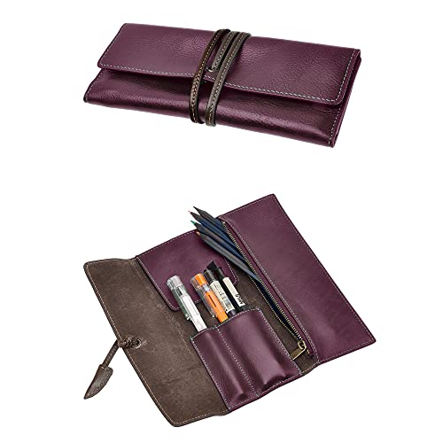 ZLYC Handgefertigtes Leder-Federmäppchen, weiche Rolltasche, Schreibwaren, Geschenk für Schüler, burgunderfarben, Einheitsgröße, Retro-Stil ZLYC Handgefertigtes Leder-Federmäppchen, weiche Rolltasche, Schreibwaren, Geschenk für Schüler, burgunderfarben, Einheitsgröße, Retro-Stil von ZLYC