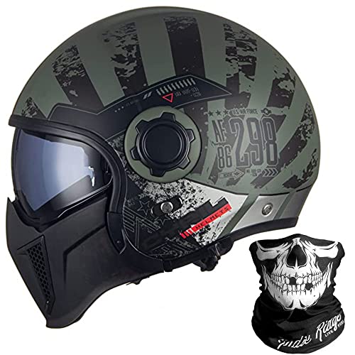 ZLYJ Vollgesichts Motorradhelm im Deutschen Stil, Offener Helm, 3/4-Helm mit Visier, Retro Mopedhelme, Passend für Cruiser, Scooter, Chopper, Jet Pilotenhelm, ECE-geprüft E,Large ZLYJ Vollgesichts Motorradhelm im Deutschen Stil, Offener Helm, 3/4-Helm mit Visier, Retro Mopedhelme, Passend für Cruiser, Scooter, Chopper, Jet Pilotenhelm, ECE-geprüft E,Large von ZLYJ