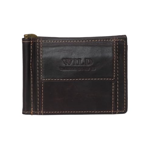Dollar-Clip RFID sicher Wild Things Only - Geldklammer Geldbörse Brieftasche Leder (Braun) von ZMOKA