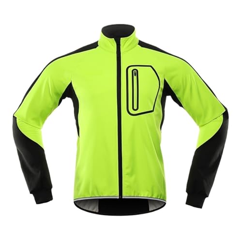 ZNTIHZ Winter-Radjacken Für Männer Herren Fahrradjacke Winter Thermojacke Softshell Windschutz Wasserdichter Fahrradmantel Fahrrad Regenmantel Für Radfahren, Wandern(Green,L) von ZNTIHZ