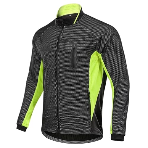 ZNTIHZ Winter-Radjacken Für Männer Herren Fleece Thermo Winter Langarm Fahrradjacke Winddicht wasserdicht Rennrad Windjacke Fahrradtrikot Für Radfahren, Wandern(Green,XXXL) von ZNTIHZ