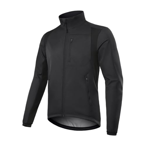 ZNTIHZ Winter-Radjacken Für Männer Herren Winter-Fahrradjacke, Softshell, Winddicht, Thermo-Fleece, Fahrradjacke, Laufjacke, Windjacke Für Radfahren, Wandern(Black,XXL) von ZNTIHZ