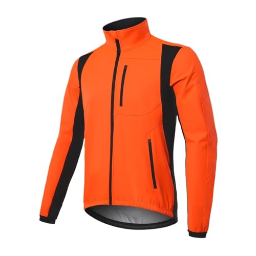 ZNTIHZ Winter-Radjacken Für Männer Herren Winter-Fahrradjacke, Softshell, Winddicht, Thermo-Fleece, Fahrradjacke, Laufjacke, Windjacke Für Radfahren, Wandern(Orange,L) von ZNTIHZ