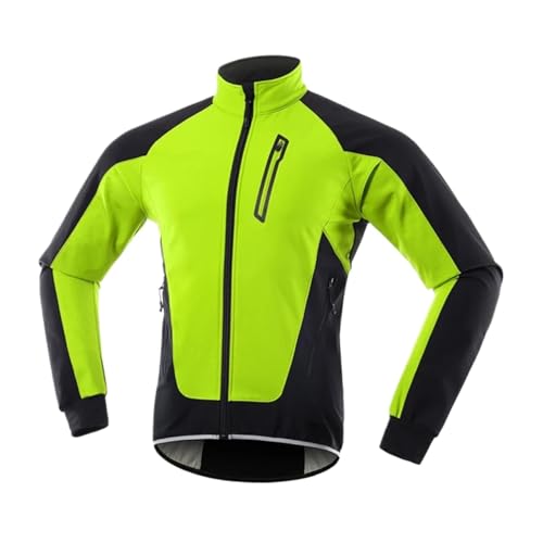 ZNTIHZ Winter-Radjacken Für Männer Herren Winter-Radjacke, Thermo-Fleece, for Aufwärmen, Fahrradbekleidung, Winddicht, wasserdicht, Softshell-Mantel, Fahrradtrikot Für Radfahren, Wandern(Green,XXL) von ZNTIHZ