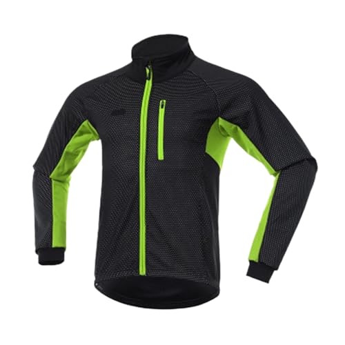 ZNTIHZ Winter-Radjacken Für Männer Männer Winter Radfahren Jacke Thermische Fleece Jacken Reflektierende Winddicht Rennrad Mantel Halten Warme Fahrrad Kleidung Für Radfahren, Wandern(Black Green,M) von ZNTIHZ