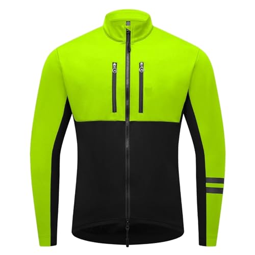 ZNTIHZ Winter-Radjacken Für Männer Radfahren Jacken Männer Und Frauen Mäntel Winter Thermo Fleece Windjacke Fahrrad Kleidung Motorrad Fahrrad Jacken 0℃-15℃ Für Radfahren, Wandern(Green,EU XL) von ZNTIHZ