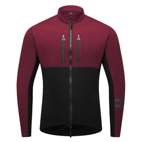 ZNTIHZ Winter-Radjacken Für Männer Radfahren Jacken Männer Und Frauen Mäntel Winter Thermo Fleece Windjacke Fahrrad Kleidung Motorrad Fahrrad Jacken 0℃-15℃ Für Radfahren, Wandern(Wine Red,EU 3XL) von ZNTIHZ