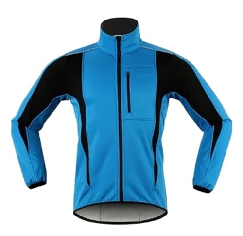 ZNTIHZ Winter-Radjacken Für Männer Winter Warm Up Thermo-Radjacke, Fahrrad, Rennrad, Kleidung, Winddicht, wasserdicht, Langarm-Trikot Für Radfahren, Wandern(Blue,4XL) von ZNTIHZ