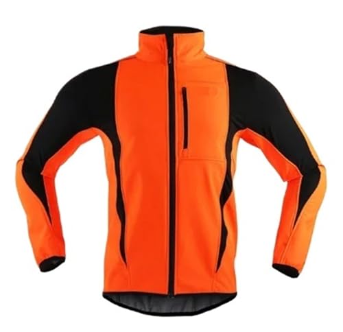 ZNTIHZ Winter-Radjacken Für Männer Winter Warm Up Thermo-Radjacke, Fahrrad, Rennrad, Kleidung, Winddicht, wasserdicht, Langarm-Trikot Für Radfahren, Wandern(Orange,XXL) von ZNTIHZ