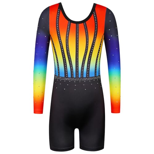 ZNYUNE Einteiliger Gymnastikanzug für Mädchen, langärmelig, glitzernd, Tanzen, athletisch, Balletteinteiler für 3–12 Jahre, B301, Regenbogenschwarz, Größe 120 ZNYUNE Einteiliger Gymnastikanzug für Mädchen, langärmelig, glitzernd, Tanzen, athletisch, Balletteinteiler für 3–12 Jahre, B301, Regenbogenschwarz, Größe 120 von ZNYUNE
