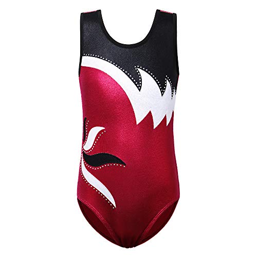 ZNYUNE Kinder Gymnastik Trikot Klassisch Gymnastikanzug Ärmellos für Mädchen 208 WineRed 10A von ZNYUNE