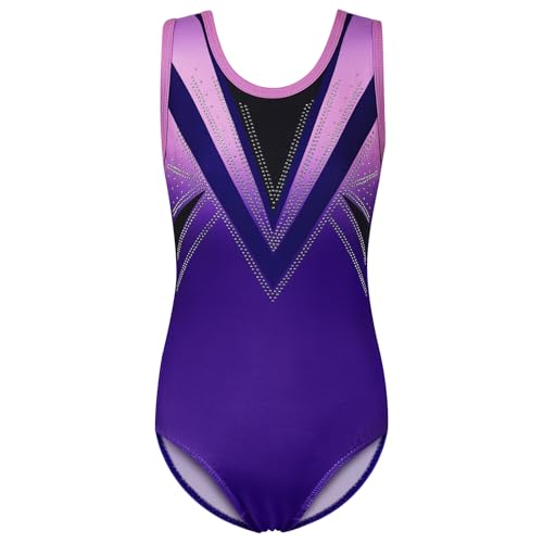 ZNYUNE Kinder Gymnastik Trikot Klassisch Gymnastikanzug Ärmellos für Mädchen B367 GradientPurple 12A von ZNYUNE