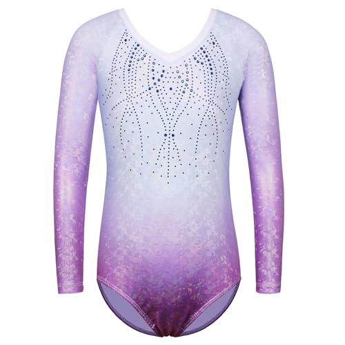 ZNYUNE Langärmeliger Gymnastikanzug für Mädchen, glitzernd, Tanzen, athletischer Gymnastikanzug für Mädchen, 267, Blau/Lila, 10 A ZNYUNE Langärmeliger Gymnastikanzug für Mädchen, glitzernd, Tanzen, athletischer Gymnastikanzug für Mädchen, 267, Blau/Lila, 10 A von ZNYUNE