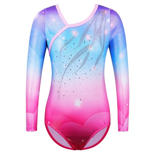ZNYUNE Langärmeliger Gymnastikanzug für Mädchen, glitzernd, Tanzen, athletischer Gymnastikanzug für Mädchen, 281 Pinkblau, 8A ZNYUNE Langärmeliger Gymnastikanzug für Mädchen, glitzernd, Tanzen, athletischer Gymnastikanzug für Mädchen, 281 Pinkblau, 8A von ZNYUNE