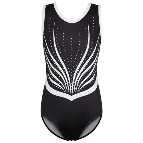 ZNYUNE Mädchen Farbverlauf Gymnastikanzug Ärmellos Kinder Gymnastik Trikot Klassisch B374 Blackwhite 8A von ZNYUNE