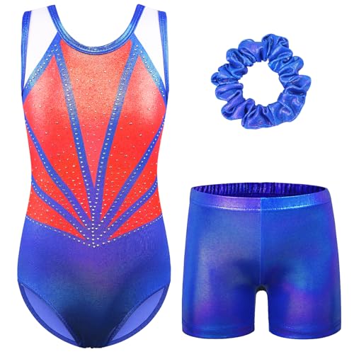 ZNYUNE Turnanzug mädchen Shorts Bunte Funkeln Gymnastik Trikots Farbverlauf Gymnastikanzug für Mädchen Strass B381 RedWhiteBlue 12A ZNYUNE Turnanzug mädchen Shorts Bunte Funkeln Gymnastik Trikots Farbverlauf Gymnastikanzug für Mädchen Strass B381 RedWhiteBlue 12A von ZNYUNE