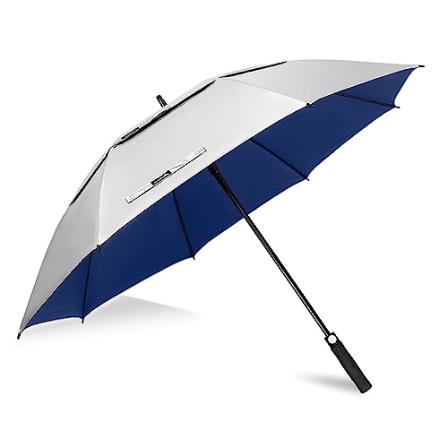 ZOMAKE 62 Inch Golf Regenschirm Sonnenschutz für UV,XXL Großer Winddicht Regenschirm Groß Upf 50 + Selbst öffnend Belüftet,Große Größe Golfschirm Sturmfest für Sonne und Regen(Silber Marineblau) ZOMAKE 62 Inch Golf Regenschirm Sonnenschutz für UV,XXL Großer Winddicht Regenschirm Groß Upf 50 + Selbst öffnend Belüftet,Große Größe Golfschirm Sturmfest für Sonne und Regen(Silber Marineblau) von ZOMAKE