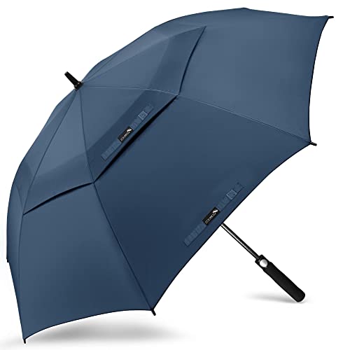 ZOMAKE Regenschirm Sturmfest Groß,L Golf Umbrella Stockschirm mit Auf-Zu-Automatik für Herren Damen - Travel Schirm mit Tragegurt(Marineblau) von ZOMAKE