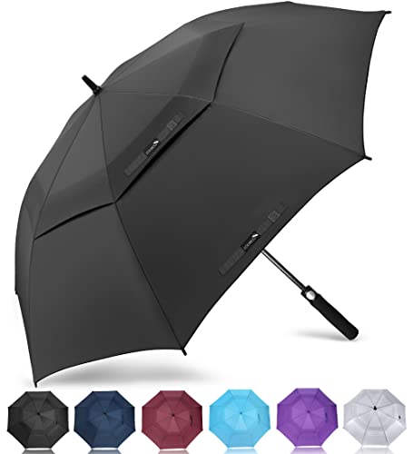 ZOMAKE Regenschirm Sturmfest Groß,M Golf Umbrella Stockschirm mit Auf-Automatik für Herren Damen - Travel Schirm mit Tragegurt(Schwarz) von ZOMAKE