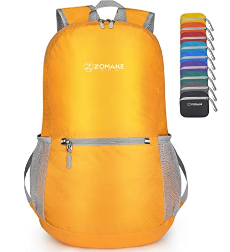 ZOMAKE Ultraleicht Faltbarer Rucksack Packbare Backpacks 20L,Kleiner Faltbar Rucksäcke Wanderrucksack Wasserdicht für Damen Herren Outdoor Wandern(Gelb) von ZOMAKE