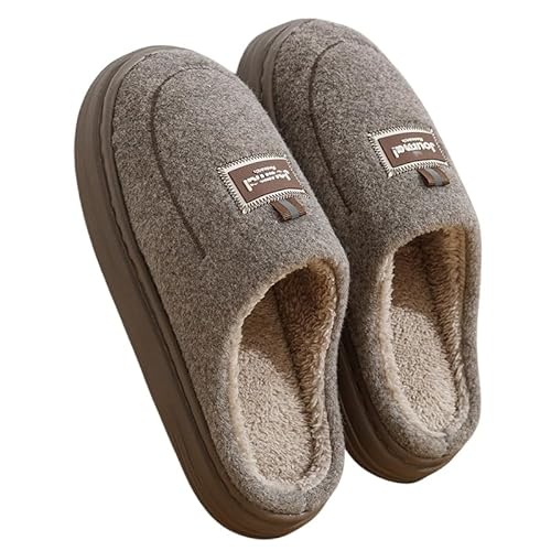 ZONTO Hausschuhe Herren Winter Große Baumwollschuhe Für Den Außenverschleiß Und Den Haus Im Innenhaus Verwenden Dick Locked Plüsch Warme Anti-Rutsch-Hausschuhe-D-50/51 ZONTO Hausschuhe Herren Winter Große Baumwollschuhe Für Den Außenverschleiß Und Den Haus Im Innenhaus Verwenden Dick Locked Plüsch Warme Anti-Rutsch-Hausschuhe-D-50/51 von ZONTO