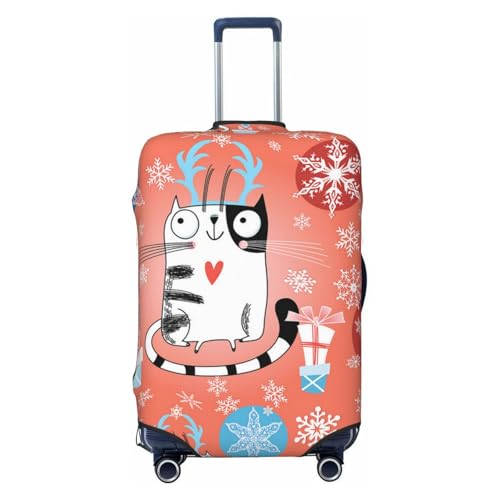 ZORIN Reisegepäck-Abdeckung, Trolley-Koffer, Weihnachtsschneeflocken mit Katzen, schützend, waschbar, passend für 58,4 - 81,3 cm große Gepäckstücke, Schwarz , M von ZORIN