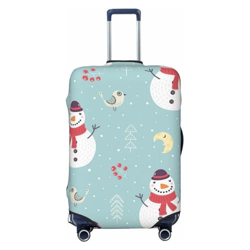 ZORIN Reisegepäckhülle, Trolley-Koffer, niedlicher Schneemann, Baum, schützend, waschbar, passend für 58,4 - 81,3 cm große Gepäckstücke, Schwarz , XL von ZORIN